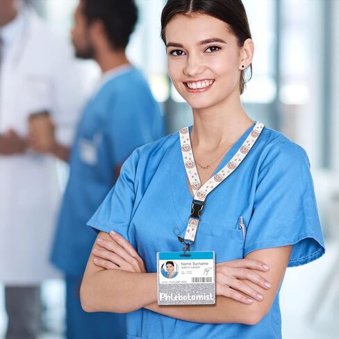 Plifal Phlebotomist شارة الأصدقاء حامل بطاقة ممرضة التمريض الملحقات بريق أسود أفقي معرف اسم تحديد العلامات ممرضة هدايا العمل in Kuwait