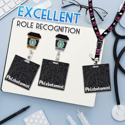 Plifal Phlebotomist شارة الأصدقاء حامل بطاقة ممرضة التمريض الملحقات بريق أسود أفقي معرف اسم تحديد العلامات ممرضة هدايا العمل in Kuwait