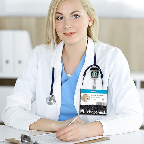 Plifal Phlebotomist شارة الأصدقاء حامل بطاقة ممرضة التمريض الملحقات بريق أسود أفقي معرف اسم تحديد العلامات ممرضة هدايا العمل in Kuwait