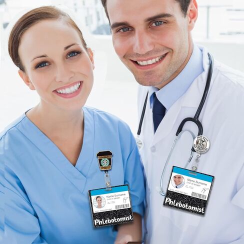 Plifal Phlebotomist شارة الأصدقاء حامل بطاقة ممرضة التمريض الملحقات بريق أسود أفقي معرف اسم تحديد العلامات ممرضة هدايا العمل in Kuwait