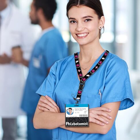 Plifal Phlebotomist شارة الأصدقاء حامل بطاقة ممرضة التمريض الملحقات بريق أسود أفقي معرف اسم تحديد العلامات ممرضة هدايا العمل in Kuwait