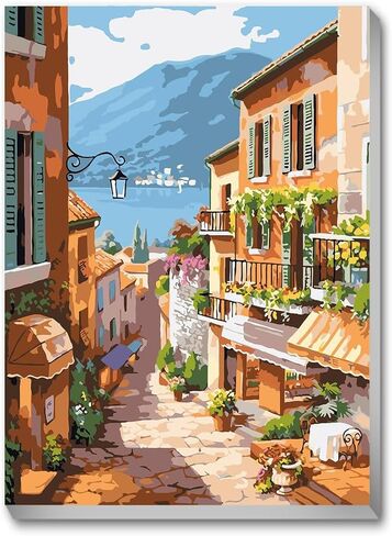 Framed Paint by Numbers Canvas Kit for Adults, Textured Canvas, Easel, Brushes, Acrylic Paints, Hanging Hardware Included in Saudi Arabia