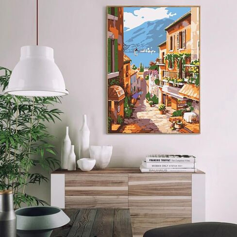 Framed Paint by Numbers Canvas Kit for Adults, Textured Canvas, Easel, Brushes, Acrylic Paints, Hanging Hardware Included in Saudi Arabia
