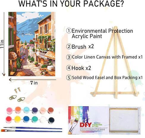 Framed Paint by Numbers Canvas Kit for Adults, Textured Canvas, Easel, Brushes, Acrylic Paints, Hanging Hardware Included in Saudi Arabia