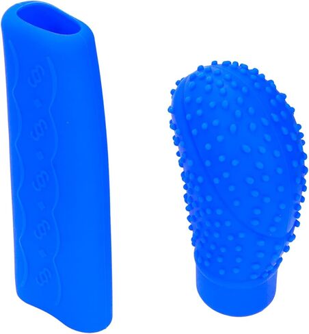 Modengzhe Steering Wheel Hand Brake Lever and Shift Knob Silicone Cover Kit, 3D Oval Anti-Slip Design Protective Case (Blue) in Saudi Arabia