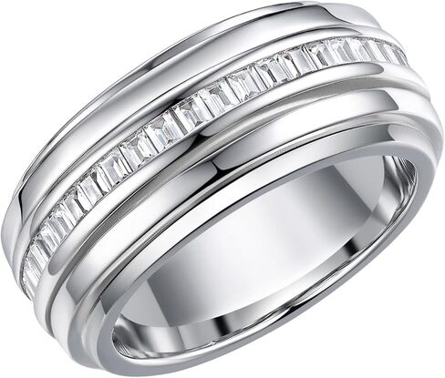 Anxiety Spinning Rings Band For Men 5A Cubic Zirconia Silver Couples Rotating Mechanical Ring Size 8-13 in Saudi Arabia
