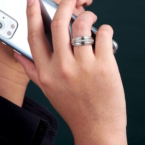 Anxiety Spinning Rings Band For Men 5A Cubic Zirconia Silver Couples Rotating Mechanical Ring Size 8-13 in Saudi Arabia