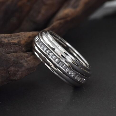 Anxiety Spinning Rings Band For Men 5A Cubic Zirconia Silver Couples Rotating Mechanical Ring Size 8-13 in Saudi Arabia