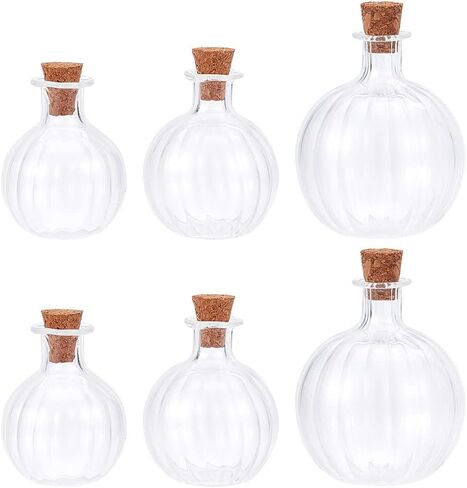 6pcs Mini Glass Bottles Round Glass Spherical Wishing Bottles with Corks Stoppers Clear Tiny Jars Drifting Bottles for Wedding Birthday Party Props Decor Beach Sand DIY Crafts in Saudi Arabia