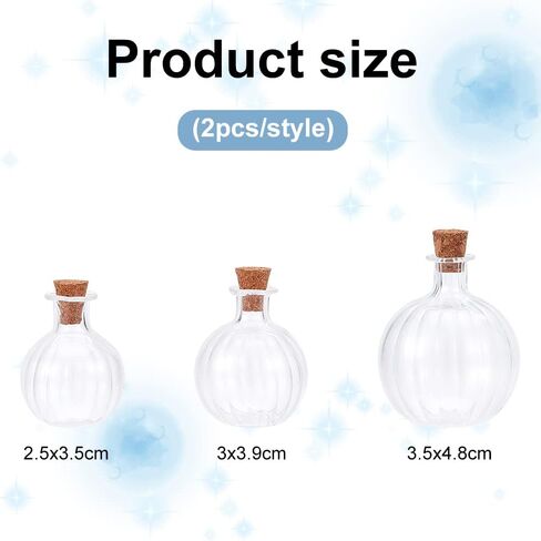 6pcs Mini Glass Bottles Round Glass Spherical Wishing Bottles with Corks Stoppers Clear Tiny Jars Drifting Bottles for Wedding Birthday Party Props Decor Beach Sand DIY Crafts in Saudi Arabia