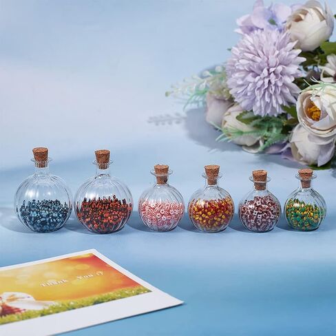6pcs Mini Glass Bottles Round Glass Spherical Wishing Bottles with Corks Stoppers Clear Tiny Jars Drifting Bottles for Wedding Birthday Party Props Decor Beach Sand DIY Crafts in Saudi Arabia