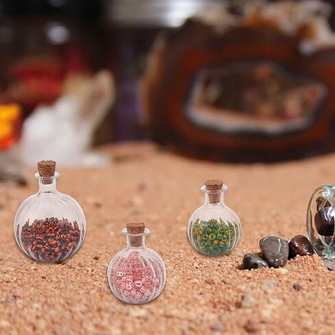 6pcs Mini Glass Bottles Round Glass Spherical Wishing Bottles with Corks Stoppers Clear Tiny Jars Drifting Bottles for Wedding Birthday Party Props Decor Beach Sand DIY Crafts in Saudi Arabia