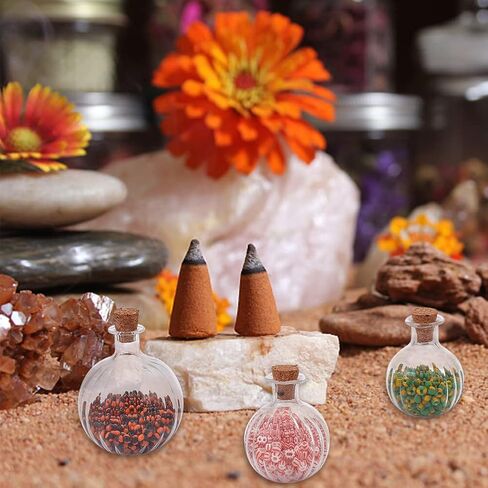 6pcs Mini Glass Bottles Round Glass Spherical Wishing Bottles with Corks Stoppers Clear Tiny Jars Drifting Bottles for Wedding Birthday Party Props Decor Beach Sand DIY Crafts in Saudi Arabia
