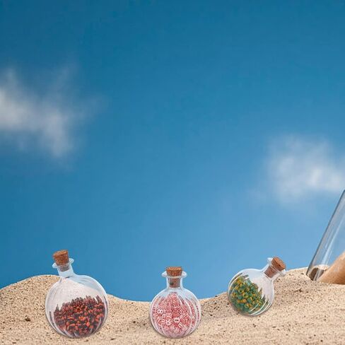 6pcs Mini Glass Bottles Round Glass Spherical Wishing Bottles with Corks Stoppers Clear Tiny Jars Drifting Bottles for Wedding Birthday Party Props Decor Beach Sand DIY Crafts in Saudi Arabia