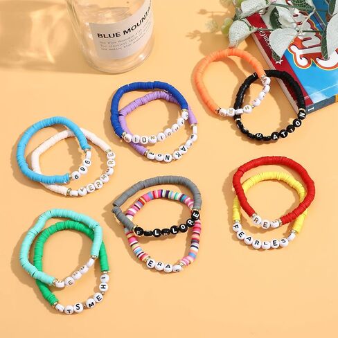 NEWITIN 16 قطعة أساور الصداقة للفتيات تمتد أساور مطرز الأزياء إلهام أساور لطيف ملون الصداقة سوار مجموعة هدايا مجوهرات للنساء الفتيات in Kuwait