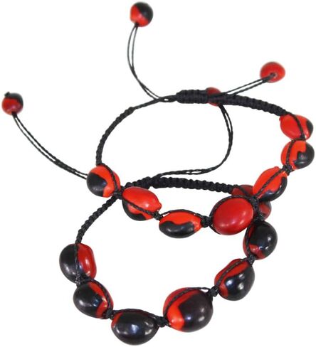 E B Evelyn Brooks Designs قابل للتعديل Macrame العرقي للجنسين سوار الحظ السعيد مع خرز بذور Huayruro ذو المعنى الجيد - هدايا رائعة له ولها in Saudi Arabia