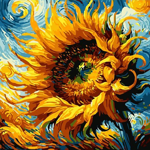 DOMROM Sunflower Paint by Numbers Kit for Adults, Flower Color Paint by Numbers for Adults DIY Oil Painting Art Set for Beginner, Easy Paint by Numbers Kit for Home Wall Decor 12x12inch in Saudi Arabia