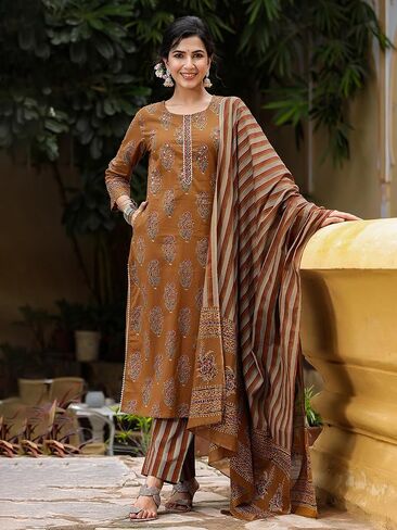 Vaamsi Women's Rayon Floral Printed Straight Kurta Pant With Dupatta in Saudi Arabia
