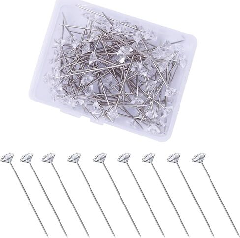 100 Pcs Faux Diamond Corsage Boutonniere Pins Bouquet Flower Pins Rhinestones Floral Pins Straight Pins for Wedding Jewelry Decoration in Saudi Arabia