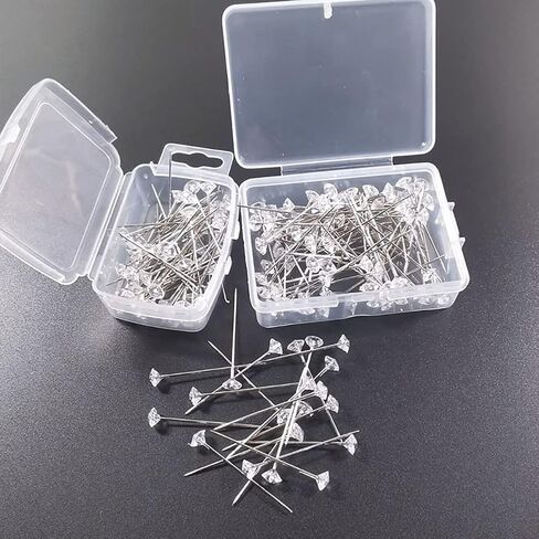 100 Pcs Faux Diamond Corsage Boutonniere Pins Bouquet Flower Pins Rhinestones Floral Pins Straight Pins for Wedding Jewelry Decoration in Saudi Arabia