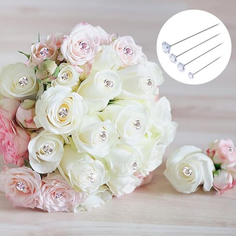 100 Pcs Faux Diamond Corsage Boutonniere Pins Bouquet Flower Pins Rhinestones Floral Pins Straight Pins for Wedding Jewelry Decoration in Saudi Arabia