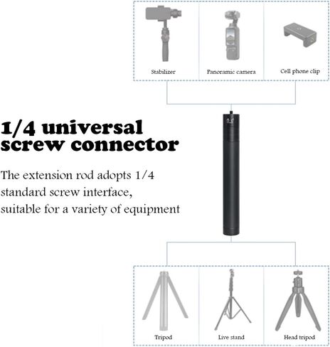 عصا سيلفي قابلة للتمديد، عصا سيلفي غير مرئية عالمية خفيفة الوزن 19 سم / 7.48 بوصة إلى 73 سم / 28.74 بوصة للهواتف الذكية، عصا تمديد Gimbal للكاميرا والفيديو والهواتف الذكية والسفر in Kuwait