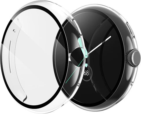 2-Pack Hard Case Compatible with Google Pixel Watch 2 (2023) / Pixel Watch 41mm with Screen Protector, Anti-Drop Ultra-Thin Full Coverage Cover for Pixel Watch, Transparent in Saudi Arabia