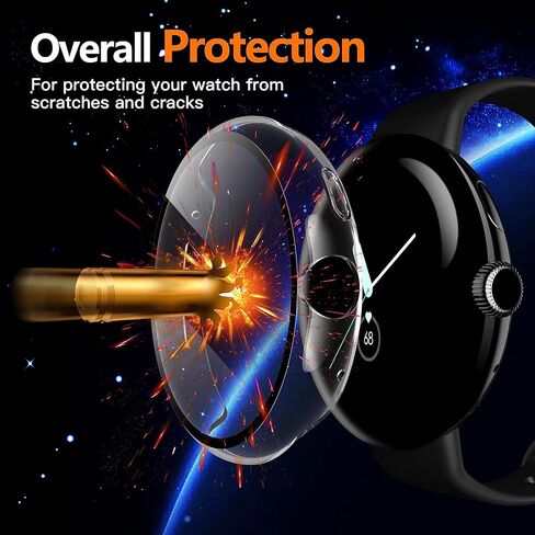 2-Pack Hard Case Compatible with Google Pixel Watch 2 (2023) / Pixel Watch 41mm with Screen Protector, Anti-Drop Ultra-Thin Full Coverage Cover for Pixel Watch, Transparent in Saudi Arabia