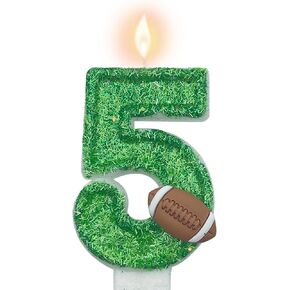 Green Number 0 Birthday Candle, Boy Birthday Party Football Theme Decorations Supplies, 3D Football Designed Green Number Candles for Birthday Cake Topper Decorations (0 Candle Green)