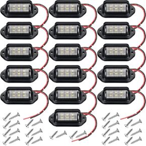 16 PCS LED License Plate Light 12V Waterproof License Plate Lamp Taillight White Trailer LED Lights License Plate Tail Light Step Courtesy Light Dome Cargo Lights for Truck SUV Van RV Trailer (Black)