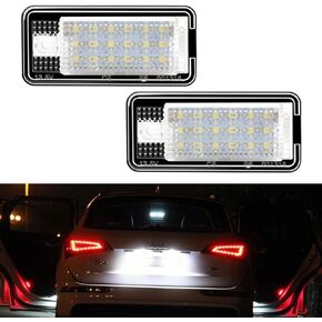 AUTOXBERT LED License Plate Lights Tag Lamp Replacement for Audi A3 A4 A6 A8 S3 S4 S6 S8 Q7 RS4 RS6, 2 Packs Set, No Error&6000K White