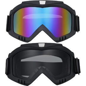 2 Pack Motorcycle Goggles, Dirt Bike Goggles, Riding/ATV/Ski Motion Goggles ，for Adults Men Women Youth Kids