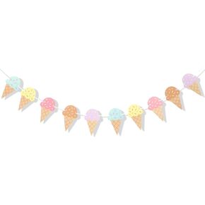 Ice Cream Happy Birthday Banner - Ice Cream Birthday Party Decoration,Summer Birthday Banner,Ice Cream 1st Birthday Banner,Ice Cream First Photo Props