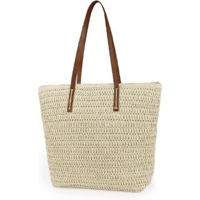 Womens Large Straw Beach Tote Bag Handmade Woven Shoulder Bag Handbag Purse for Summer
