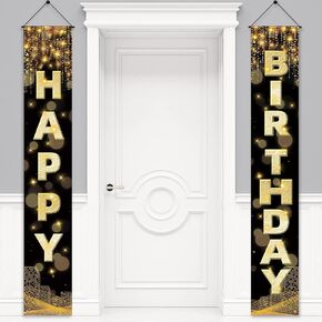 50th Birthday Decorations for Men Women, Happy 50th Birthday Banner Door Sign Cheers to 50 Years Old Theme Party Decorations Welcome Black Gold Porch Hanging Decor Party Supplies Indoor Outdoor