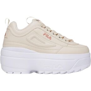 Fila Women's Disruptor II Wedge Sneakers, Chunky Shoe, 3.5 Inch Heel, 2.5 Inch Platform (White/Cork, 8.5, Wedge)