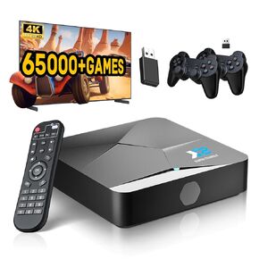 Kinhank Super Console X2 Retro Video Game Console with 65,000+Games,EmuElec 4.5&Android 9.0 Dual System,4K HD Emulator Console,Game Consoles Compatible with Most Emulators,2.4+5G,BT 5.0