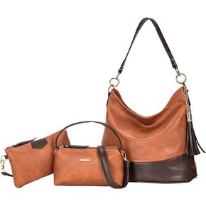 molshine Vegan Leather 3Pcs Set Handbag,Large Capacity Totes bags,Clutch Crossbody Top Handle Bag for Women Lady HB032
