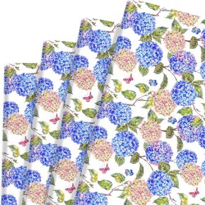12 Sheets 20 x 28 Inches Hydrangeas Wrapping Paper Watercolor Blue Green Floral Gift Wrapping Paper for Wedding Birthday Baby Shower