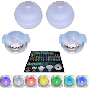 مجموعة مقابض UltraPoi UltraKnob (زوج (2)) - مقابض مقابض LED قابلة لإعادة الشحن لكرات Poi - أكثر من 30 وضعًا لألوان قوس قزح وأنماط وامضة - مجموعة مقابض سيليكون لـ Poi وفنون التدفق والغزل الخفيف
