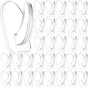 40 Pieces Clear Adhesive Wall Hooks for Walls No Damage, Transparent Reusable Seamless Hangers Without Nails Small Acrylic Sticky Hooks for Kitchen Bathroom Bedroom Office