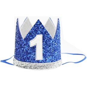 The Golden Swallow 1st Baby Boy Birthday Crown Headband Prince Party Hat Hairband Photo Prop, Blue 1st, 1st