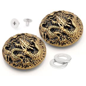 CRAFTMEMORE 2pcs 1-3/8 Inches Chinese Dragon Coin Concho Screw Back Leather Craft Embellishments CHS15 (Bronze)
