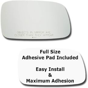 Mirror Glass + Full Size Adhesive Pad for 2004-2006 Lexus ES330 Passenger Side Replacement - Dim Fit Over (2004 2005 2006 04 05 06)