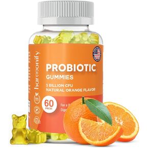 Probiotic Gummies 5 Billion CFU for Women & Men, Digestive Support and Gut Health, Good Bacteria for Digestive Support, Natural Orange Flavor 1000 mg, 30 Days Servings