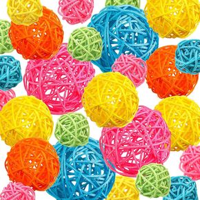 19 Pcs Easter Wicker Rattan Balls Decorations Orbs Vase Fillers for Centerpieces Decorative Bowl Fillers for Home Decor Colorful Sphere Ball Aromatherapy Accessory for Table, 3 Sizes, Assorted Colors