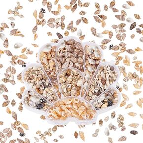 PH PandaHall 460pcs Natural Spiral Shell Beads, 7~20mm 6 Styles Small Seashells Undrilled Ocean Spiral Seashells Miniature Shells for DIY Jewelry Craft Wedding Decor Fish Tank Vase Filler, No Hole