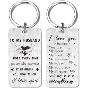 Father's Day Gifts for Husband- Mens Birthday Anniversary Christams Xmas Keychain for Husband from Wife