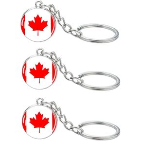 3 Pcs Canada Flag Key Chain,Cool Keychain for Car Keys, Stainless Steel Keyrings & Keychains,Used for Home Decoration, Jewelry Hanging Decorations.