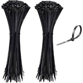 600 Pcs Black Zip Ties Heavy Duty 6 8 12 Inch Width 0.18 inch 54lbs Tensile Strength - Self-Locking Industrial Multi-Purpose UV Resistant Premium Nylon Cable Wire Ties
